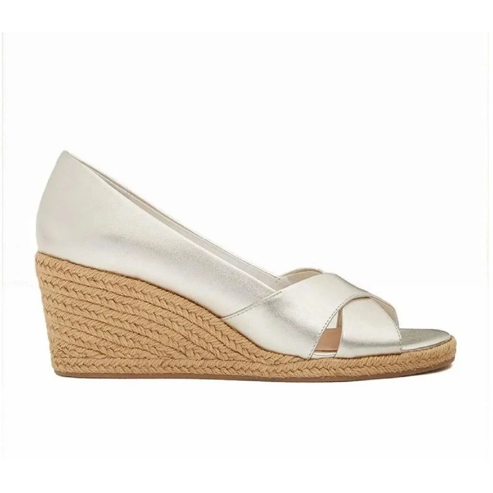 Jack Rogers Palmer Crisscross Wedge Espadrille In Gold Size 8